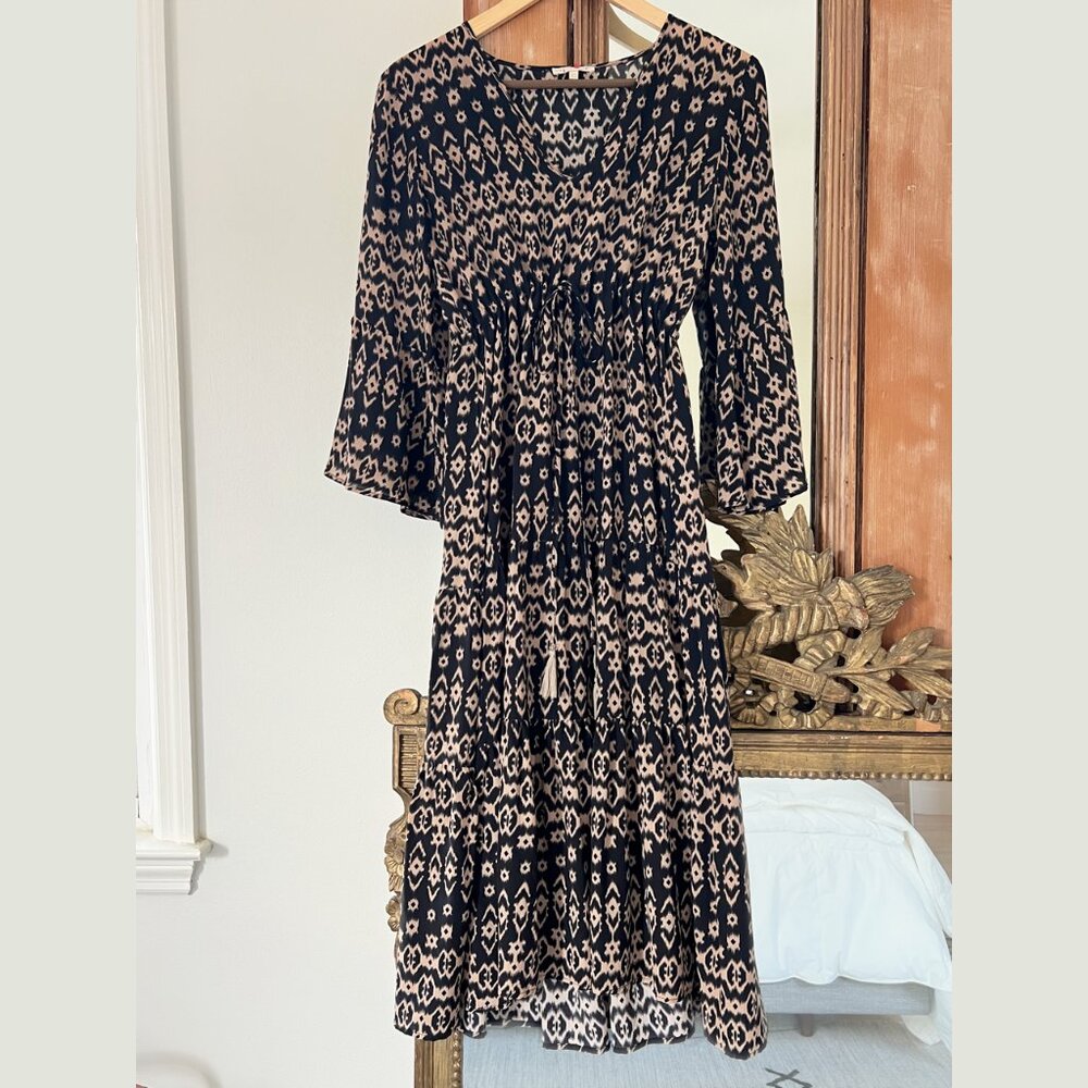 Gold Hawk Silk Maxi Dress